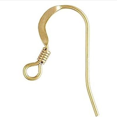 ASTAUT 14k Gold Filled Flat Fishhook Earwire with Coil 10 pcs