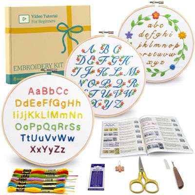 Bradove Alphabet Embroidery Kit for Beginners with Patterns