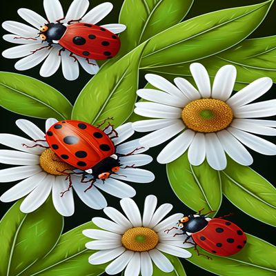 DIY Diamond Painting Kits Ladybug Daisy - Spring Nature Full Circle Gemstone Crystal Diamond Art Crafts for Adults, Best Choice for Wall Decor & Bedroom Decor As Gifts (16 X 24 Inch)