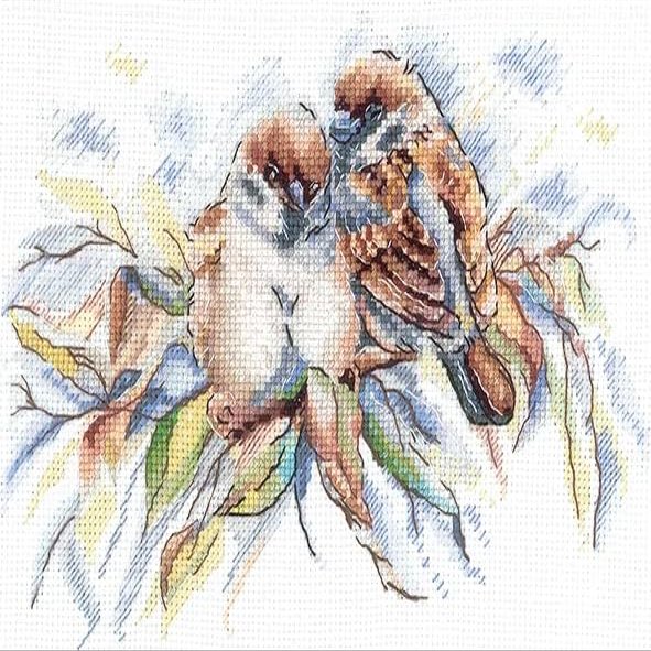 Andriana Cross Stitch Embroidery Kits for Adults Birds - Sparrows 1512cm/5,91"4,72" 16 Count