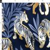 Spoonflower Fabric - Maximalist Tiger Animalier Bold Graphic Blue White Gold Large Scale Printed on Denim Fabric by The Yard - Bottomweight Apparel Home Decor Upholstery view 2