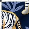Spoonflower Fabric - Maximalist Tiger Animalier Bold Graphic Blue White Gold Large Scale Printed on Denim Fabric by The Yard - Bottomweight Apparel Home Decor Upholstery view 3