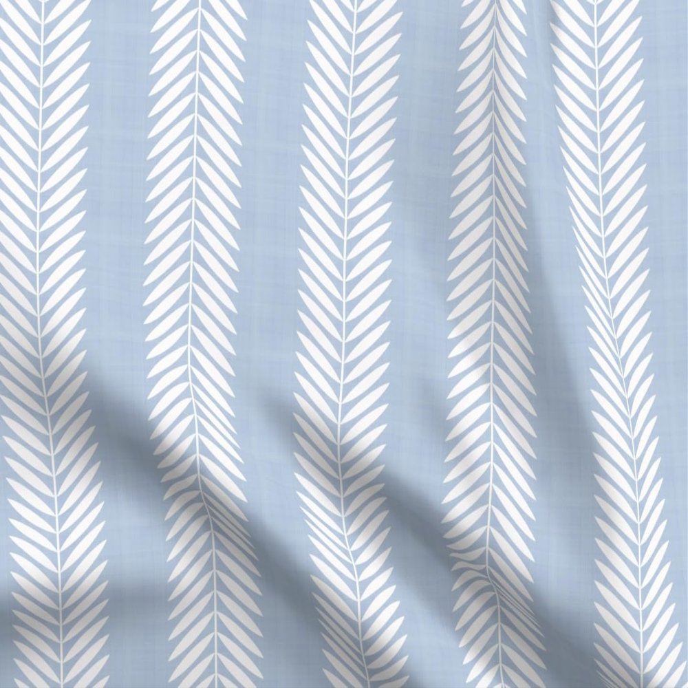 Spoonflower Fabric - Garden Stripe Grandmillennial Cornflower Blue and White Laurel Printed on Organic Cotton Sateen Fabric Fat Quarter - Sewing Quilting Apparel Home Decor