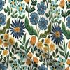 Spoonflower Fabric - Wildflower Graceful Flowers Blossoms Petals Blue Green Orange Marigold Printed on Denim Fabric Fat Quarter - Bottomweight Apparel Home Decor Upholstery view 1