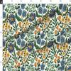 Spoonflower Fabric - Wildflower Graceful Flowers Blossoms Petals Blue Green Orange Marigold Printed on Denim Fabric Fat Quarter - Bottomweight Apparel Home Decor Upholstery view 2