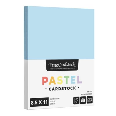 8.5 x 11" Blue Pastel Color Cardstock Paper - Great for Arts and Crafts, Wedding Invitations, Cards and Stationery Printing | Medium to Heavy Card Stock 90lb Index (163gsm) | 50 Sheets per Pack