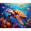 Tucocoo Sea Turtle Paint by Number for Adults Beginner, DIY Digital Oil Painting Kits on Canvas with Brushes and Acrylic Pigment, Underwater World Hand-Painted for Home Decor 16x20 inch (Frameless) view 1