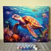 Tucocoo Sea Turtle Paint by Number for Adults Beginner, DIY Digital Oil Painting Kits on Canvas with Brushes and Acrylic Pigment, Underwater World Hand-Painted for Home Decor 16x20 inch (Frameless) view 2