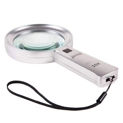 FairUo Magnifying Glasses,10X Magnifying Glass Hd Lens Old Man Reading Handheld Hanging Lightweight Magnifier with Led Light, for Identification Wenwan Coins