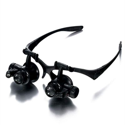 FairUo Magnifying Glasses,Led Magnifying Glass Hands Free Head Magnifier Visor with 4 Detachable Lenses 10X 15X 20X 25X Zoom, Head Mounted Lighted Loupe for Professional Mobile