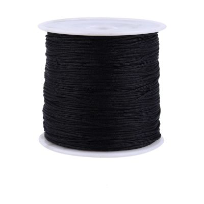 TITA-DONG 100M x 0.8mm Nylon Beading String Cord, Nylon Chinese Knot Cord Rattail Macrame Thread String Cord for Necklace Bracelet Beading Chinese Knot, Black
