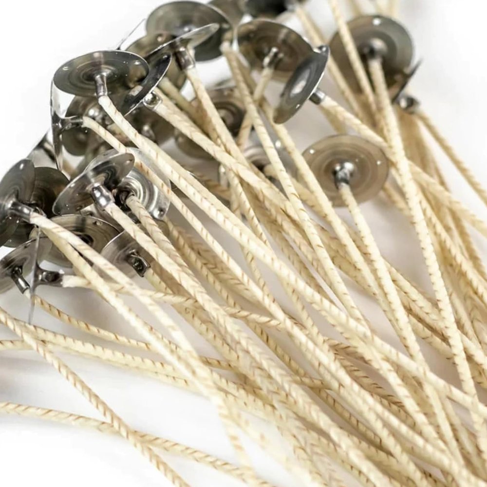 EAP Innovations HTP-52 Candle Making Wicks, Pre-Tabbed, Rigid, Self-Trimming Wicks for Candlemaking, Works with Paraffin, Gel & Vegetable Wax, 6" Length, Pack of 100