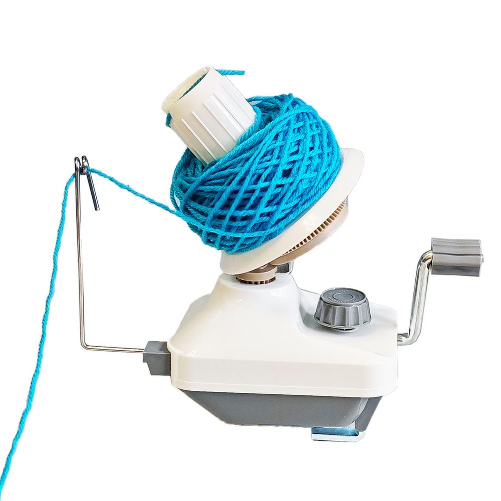 Yarn Ball Winder Hand Operated Winding Wool Winder Machine Yarn String Ball Winder, Convenient Ball Winder for Yarn Tabletop Clamp, White and Gray