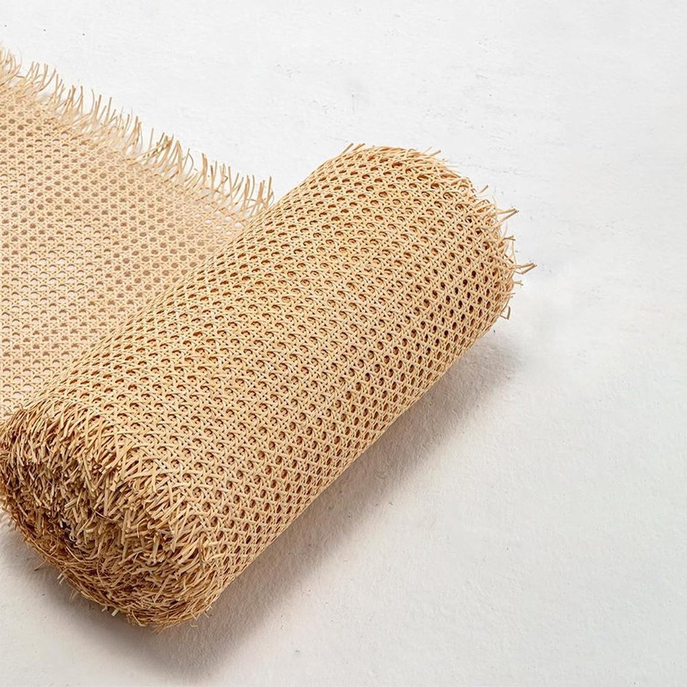 Natural Rattan Cane Webbing Roll for Caning Projects, 14"/16"/18"/20"/24"/36"/40" Width Pre Woven Open Weave Rattan Material, Pole Wrap Rattan Fabric for Furniture, Chair, Cabinet, Ceiling, Basket ( S