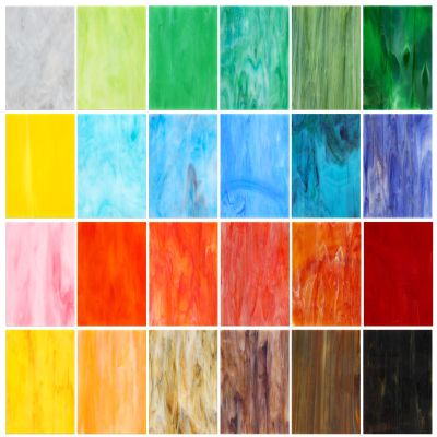 Treela 24 Pcs Vibrant Stained Glass Sheets 4 x 6 Inch Stained Glass Supplies Mosaic Tiles for Craft Projects Variety Mosaic Art Mixed Color Iridescent DIY Home Decor(Colorful)