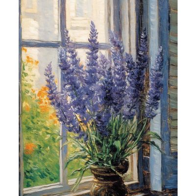Tucocoo Lavender Paint by Number for Adults, DIY Digital Oil Painting Kits on Canvas with Brushes and Acrylic Pigment, Rustic Window Blooming Floral Artwork for Home Wall Decor 16x20 inch (Frameless)