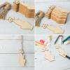 Unfinished Halloween Cat Wood Cat Shaped DIY Wood Halloween Blank Wood with Twines Art Unfinished Ornaments for Halloween Christmas Wedding Birthday Party Thanksgiving Day Decoration 20Pcs view 3