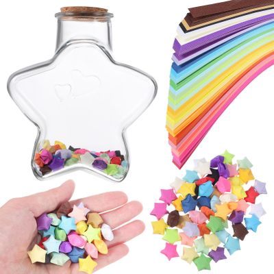 VOSAREA 540 Sheets friendship friendship presents DIY decor origami models girly decor origami paper origami star paper strips Pentagram jar origami bottle note set cellophane
