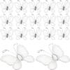50Pcs Sheer Mesh Glitter Butterflies Mesh Wire Glitter Butterfly with Gem DIY Craft for Home Wedding Party Wall Decorations (White) view 1