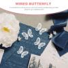 50Pcs Sheer Mesh Glitter Butterflies Mesh Wire Glitter Butterfly with Gem DIY Craft for Home Wedding Party Wall Decorations (White) view 2