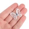 50Pcs Sheer Mesh Glitter Butterflies Mesh Wire Glitter Butterfly with Gem DIY Craft for Home Wedding Party Wall Decorations (White) view 3
