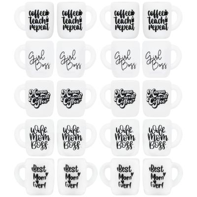 20 PCS Cute Mom Cup Silicone Focal Loose Beads Accessory for DIY Keychains Bracelet Necklace Pens Lanyard Making