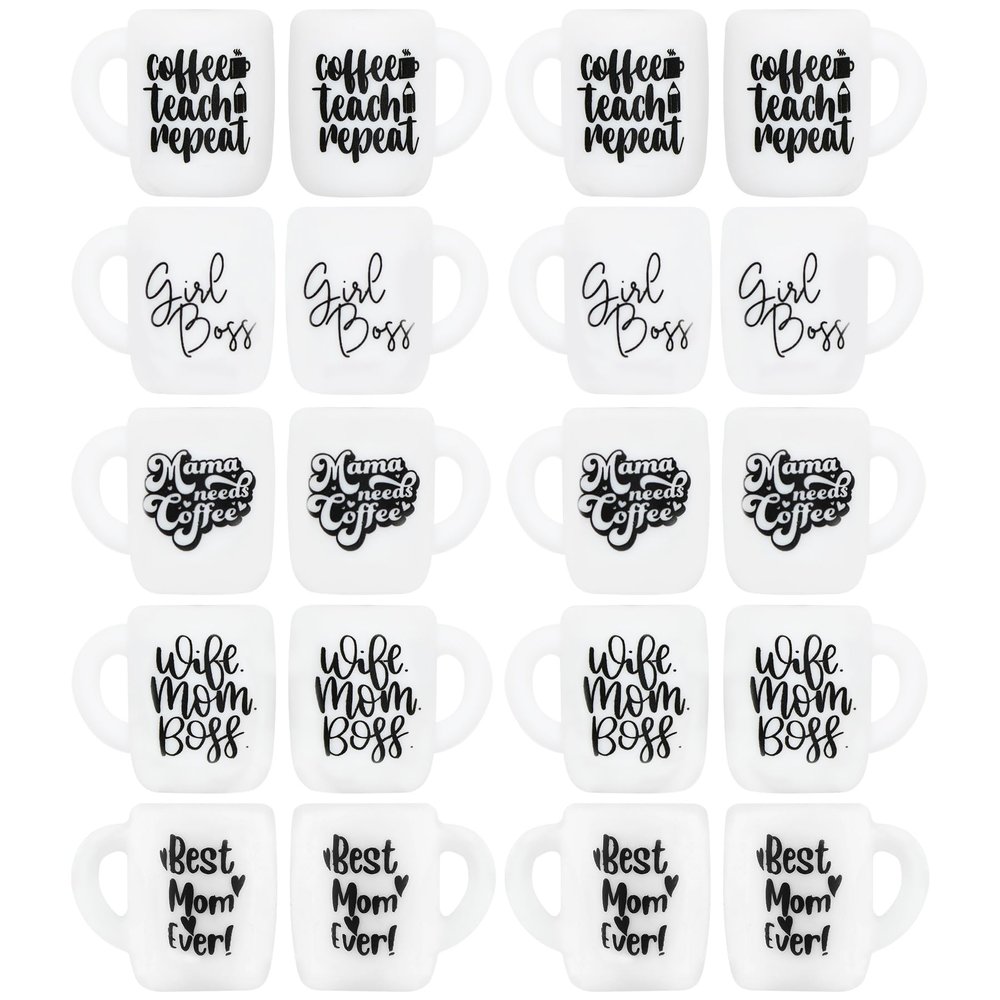 20 PCS Cute Mom Cup Silicone Focal Loose Beads Accessory for DIY Keychains Bracelet Necklace Pens Lanyard Making