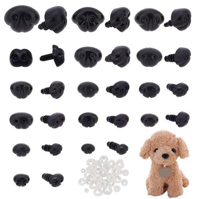 PH PandaHall 120 PCS Black Plastic Noses, 15 Sizes Safety Noses with Spacer Teddy Bear Noses for Crafts Crochet and Stuffed Animals DIY Crafts Making, Pin: 4.5mm~6.5mm