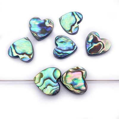 20PCS Heart Beads Abalone Shell Beads Natural Abalone Flat Loose Beads Jewelry Making Beads, 10mm