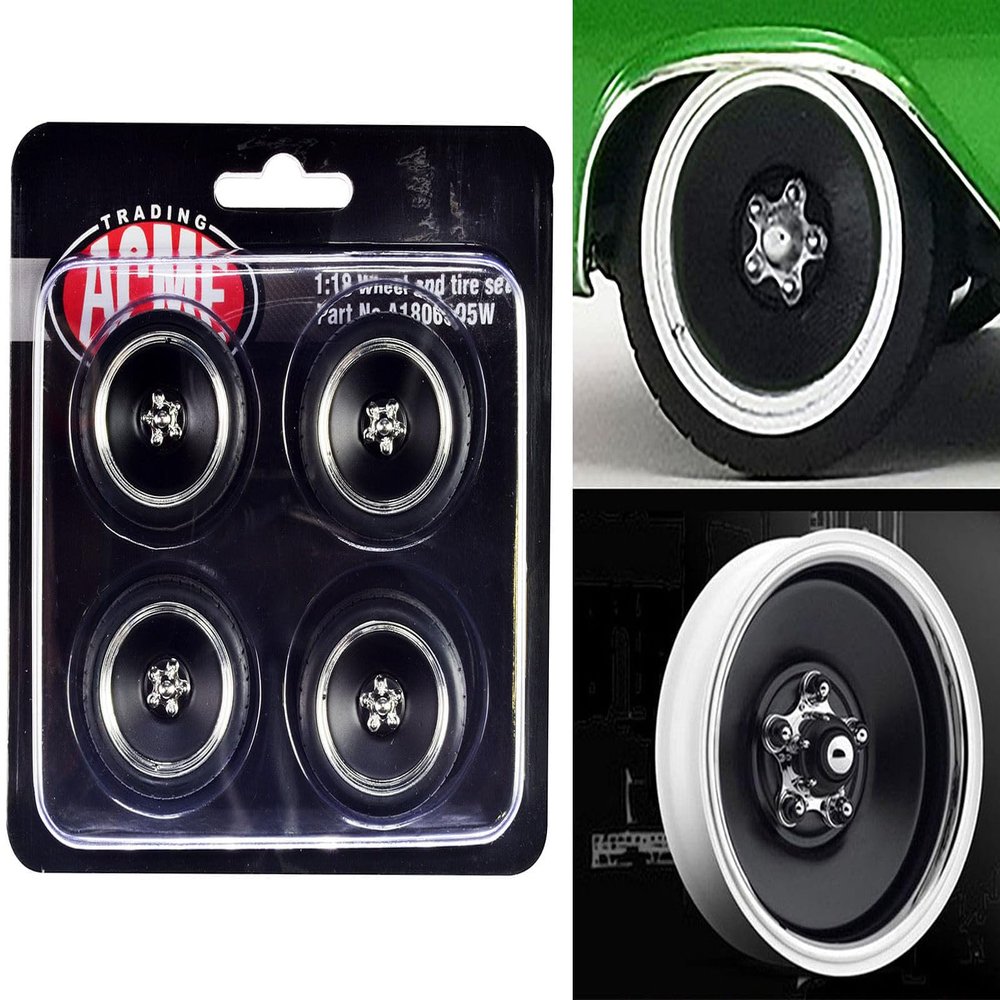 Custom Smoothie Wheel and Tire Set of 4 Pieces for 1/18 Scale Models by Acme A1806305W