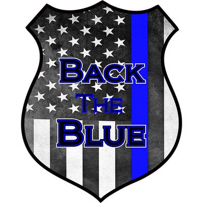 Thin Blue Line Badge (Ver.3) Back The Blue Full Color Vinyl Decal/Sticker for U.S. Police Supporters. Size: 22". (by Dimoxy Designs)