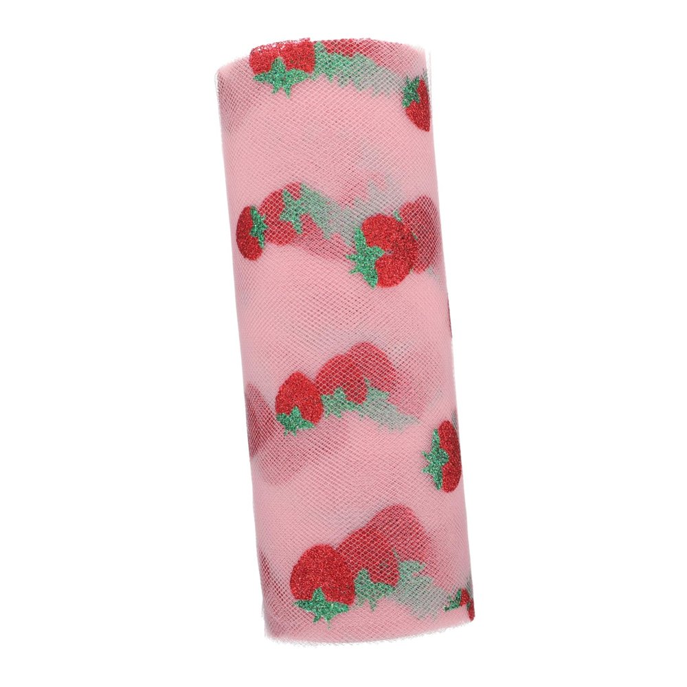 1 Roll Mesh Fabric Tulle Craft Ribbon Sequin Short Dress DIY Crafts Wedding Decoration Strawberry Photo Backdrop Fruit Tulle Fabric% Polyester Sequins
