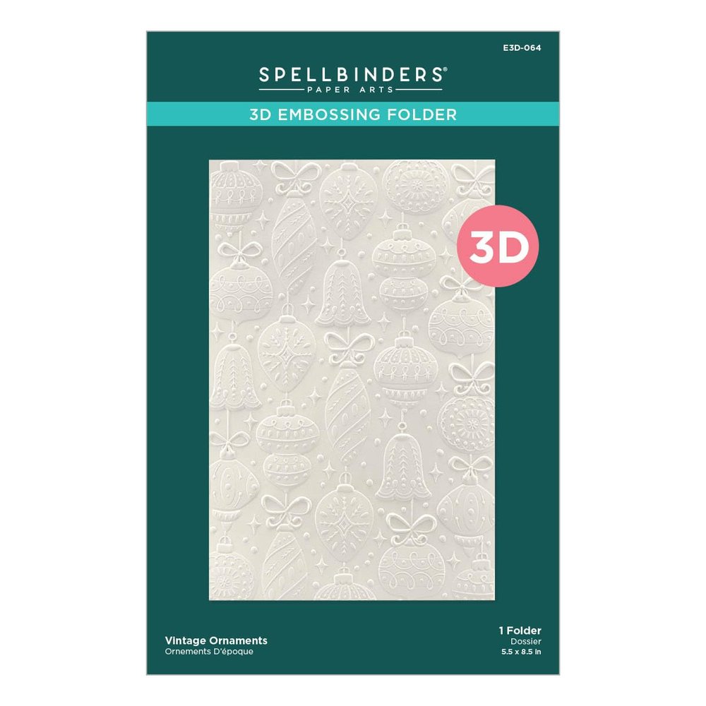 Spellbinders E3D-064 Vintage Ornaments 3D Embossing Folder from The Classic Christmas Collection
