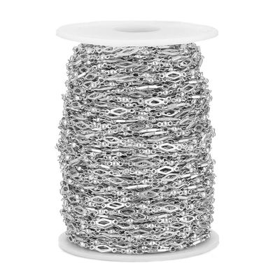 GIOTEL Beading 1 Meter Stainless Steel Bead Links Rhombus Chains Findings Suitable for DIY Necklaces Bracelet Jewelry Making Accessories Supplies Jewelry Production Chain (Color : Steel Color)