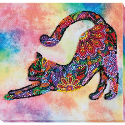 Abris Art Playful Kitten Bead Stitch Set 20 x 21 cm Printed