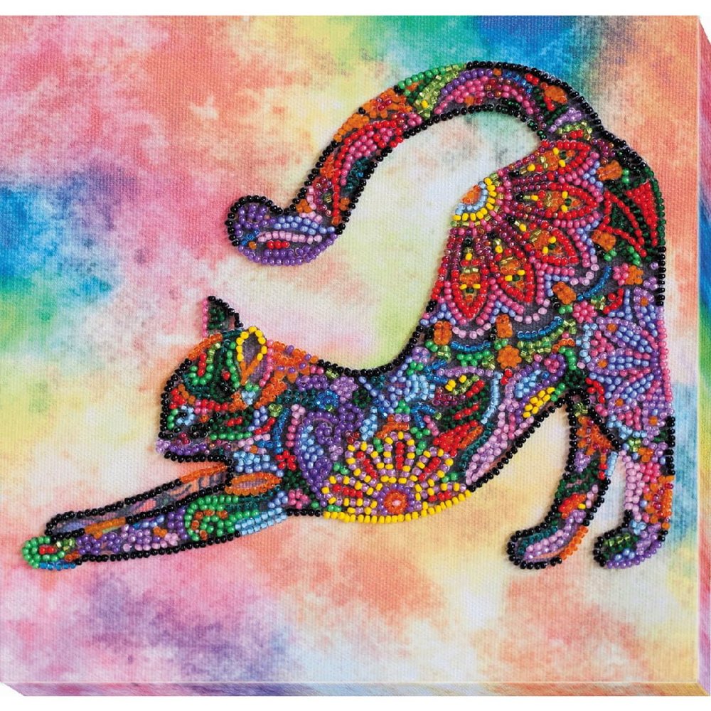 Abris Art Playful Kitten Bead Stitch Set 20 x 21 cm Printed