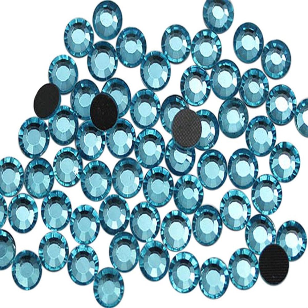 Allstarco SS6 1.8mm Blue Aquamarine Y202 Hotfix Flat Back Crystal Rhinestones DMC Iron On Strass for Nail Art Heat Set Gems Embelishments (10 Gross) - 1440 Pieces
