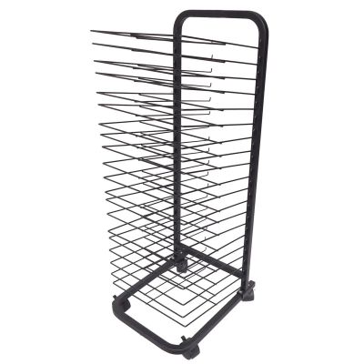 JIAHESHYP Mobile Art Drying Rack for Art Studios & Classrooms, Metal Artwork Storage Display Rack Art Organizer for Paintings and Drawings, Power Coated Design, Black (Size : 20 Shelves)