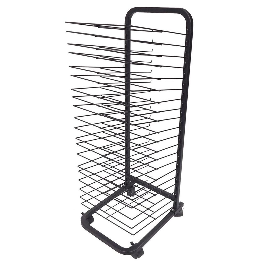 JIAHESHYP Mobile Art Drying Rack for Art Studios & Classrooms, Metal Artwork Storage Display Rack Art Organizer for Paintings and Drawings, Power Coated Design, Black (Size : 20 Shelves)