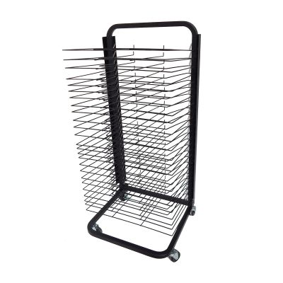 JIAHESHYP Metal Steel Art Drying Rack Removable Shelves Mobile Printing Drying Shelf Artwork Storage Display Rack with Wheels for Classrooms, Art Studios and Home Use, Black (Size : 25 Shelves)