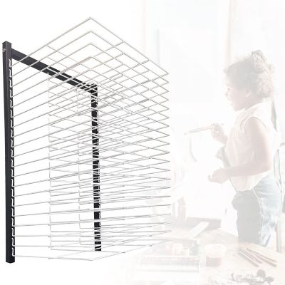 JIAHESHYP Wall Mount Art Drying Rack for Classrooms, Art Studios and Home Use, 20 Shelves, Space-Saving Shelves, Art Work and Paint Drying Rack, Black+White