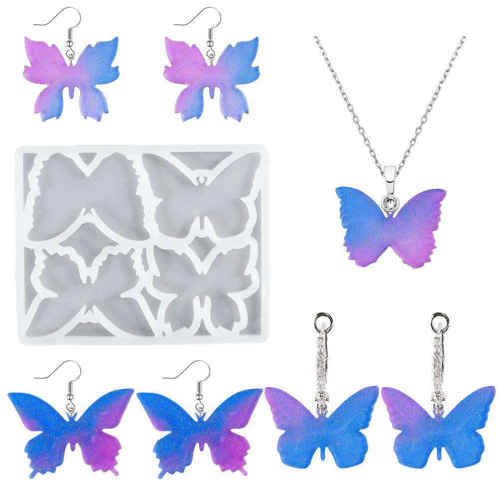 Finyoffiy Butterfly Resin Mold Pendant Silicone Molds 3D Animal Epoxy Mold DIY Casting Mould for Jewelry Earring Necklace Making,Ornaments Wall Decoration (B)
