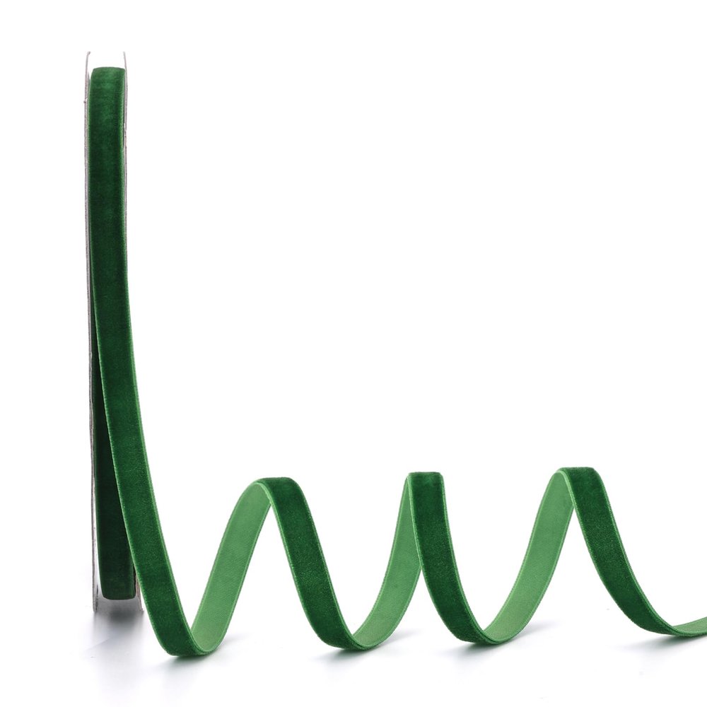 Ewaymado Green Velvet Ribbon 3/8 Inch x 20Yd,Great for Gift Wrapping,Hair Bows,Christmas,Wedding Party Decoration(3/8" Green)