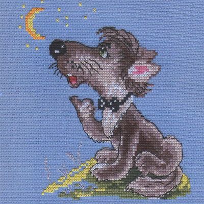 Cross Stitch Embroidery Kits for Adults, Kids and Beginners - Wolf - Wolf 13x14cm/5,12x5,52 14 Count
