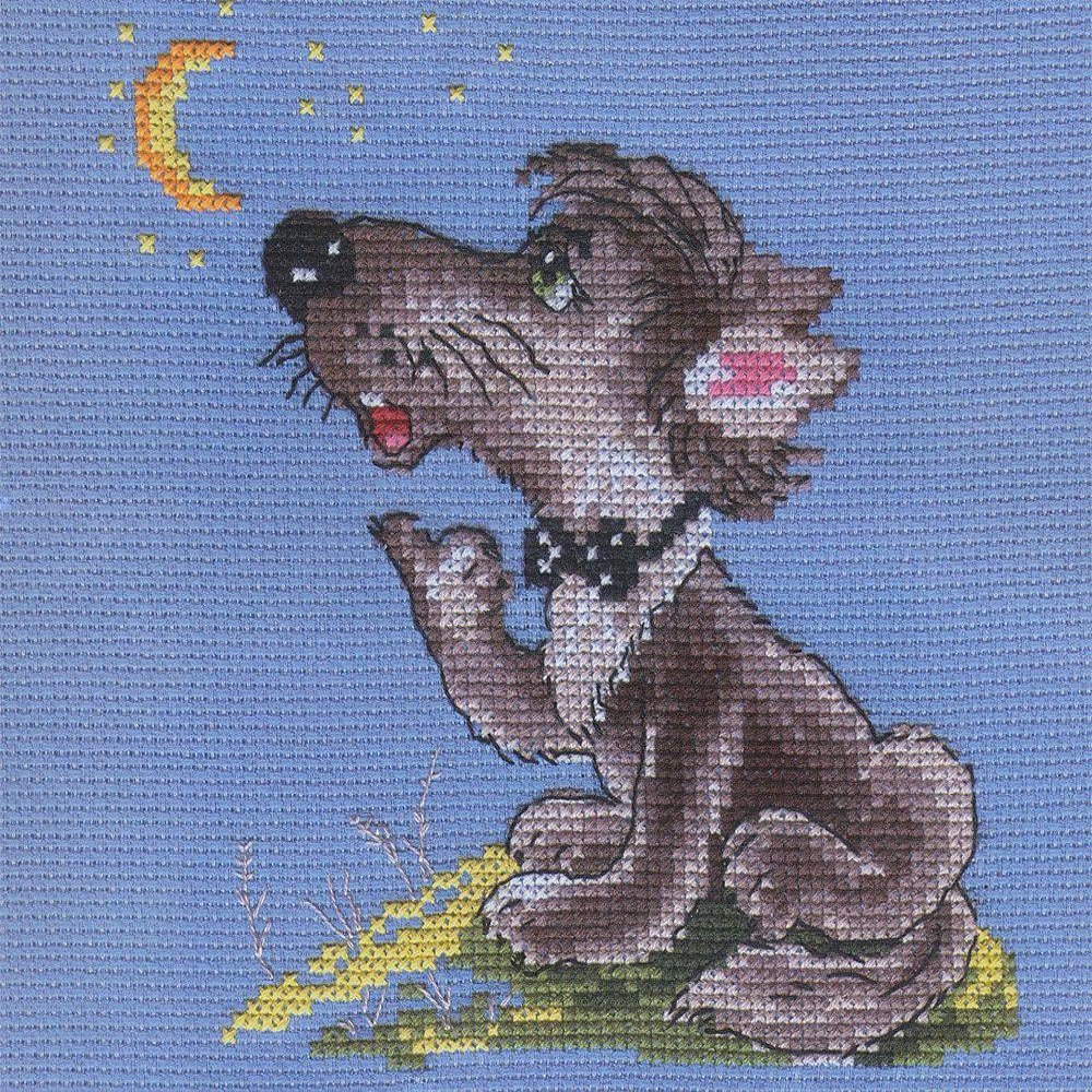 Cross Stitch Embroidery Kits for Adults, Kids and Beginners - Wolf - Wolf 13x14cm/5,12x5,52 14 Count
