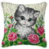 LAPATAIN Latch Hook Kits for DIY Throw Pillow Cover,Needlework Cushion Cover Hand Craft Crochet for Great Family 17X17inch Cat view 1