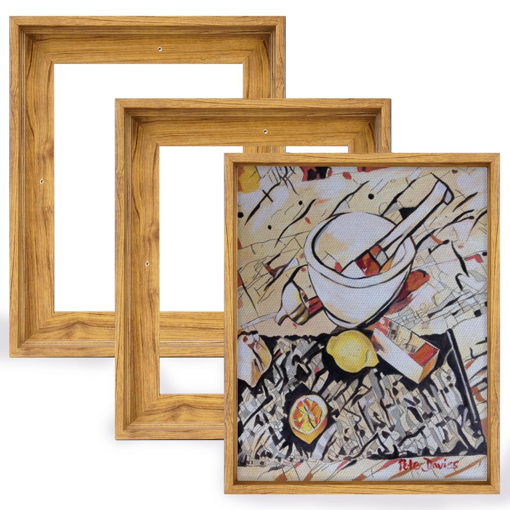 HUACANVAS 3 Pack Canvas Floater Frames for Painting Art with 0.6"~0.9" Depth,Canvas Frames for Prints,Floating Frame for Home Decore (8"x10", Walnut Brown)