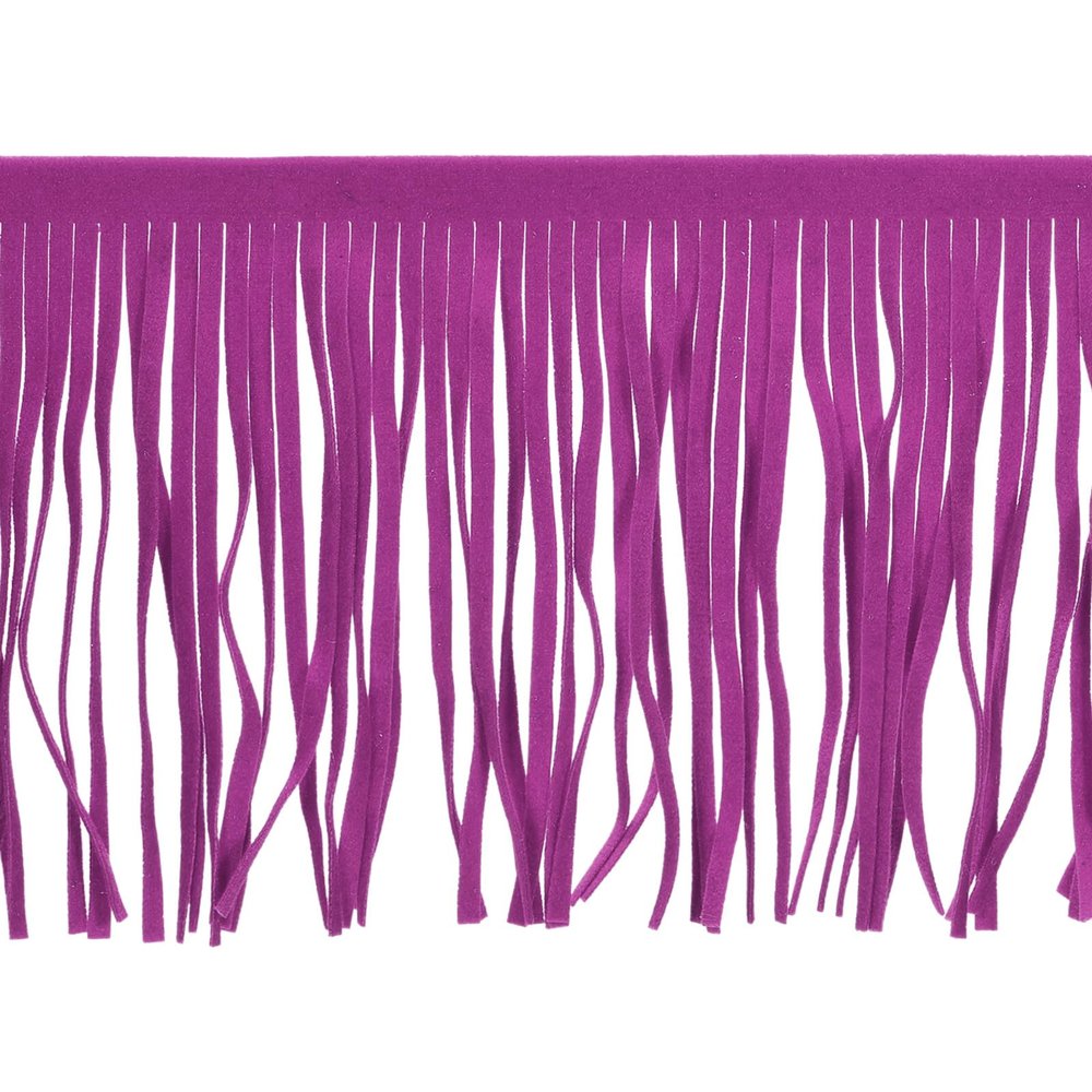 uxcell 2 Yards 6 Inch PU Leather Suede Fringe Trim Double Side Leather Sewing Tassel Fringe for DIY Sewing Dress Crafts Skirt Decoration, Purple