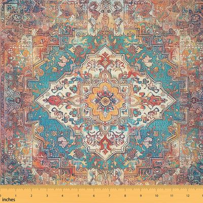 Cute Tribal Fabric by The Yard, Boho Mandala Upholstery Fabric, Bohemian Retro Floral Exotic Colorful Ombre Decorative Fabric, Vintage Antique Damask Indoor Outdoor Fabric, 10 Yards