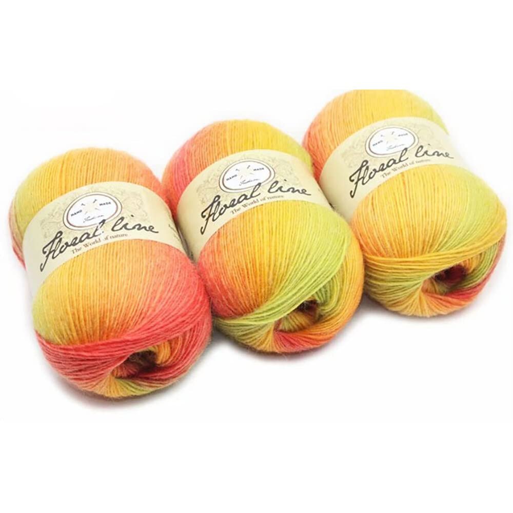3 Skeins Colorful Soft Yarn, 400 Meters/437yd Gradient Multi Color Warm Wool Yarn Single-Layer Knitting Yarns for Knitting and Crocheting DIY Crafting Scarf Shawl Hat Sweater Coat